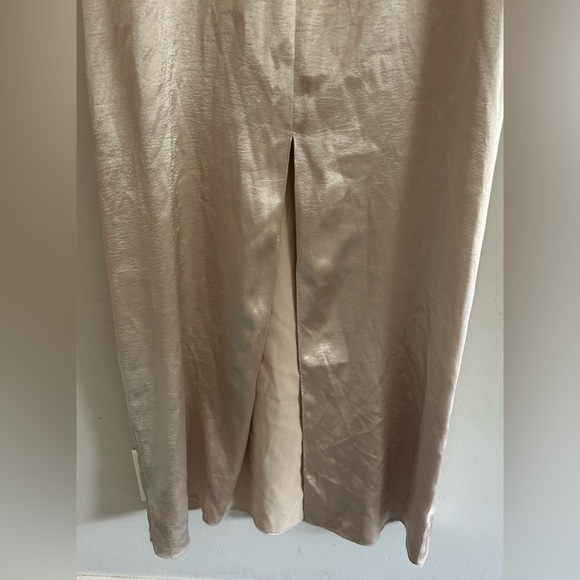 Sachin & Babi Stella Strapless Hammered Back Slit Satin Gown Size 12 Champagne - Picture 8 of 13